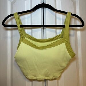 Aerie - Basic Yellow and Green Casual Outdoor Athletic Sporty Bra Top in Size S